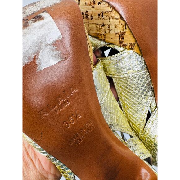 Alaïa Gold Snake Embossed Leather Platform High Heel Sandals EU 36.5 Luxury - Picture 8 of 11